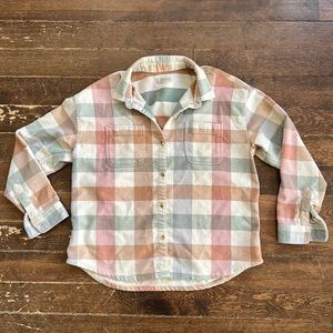 Outerknown Plaid Button-Up Shirt in Pastel Tones